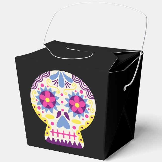 Flower Sugar Skull Black Halloween Party Favour Bo Favour Box (Front)