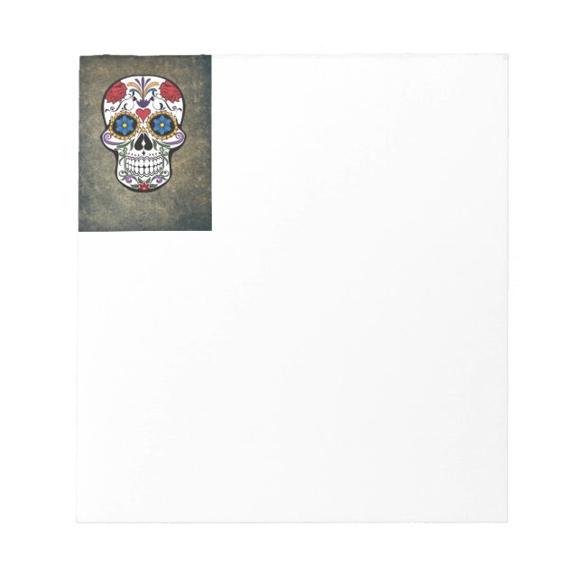 Flower Sugar Skull Notepad (Front)