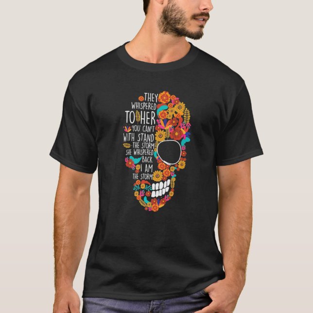 Flower Sugar Skull Souls Day Muertos Day Of Dead H T-Shirt (Front)