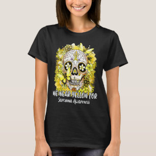Flower Sugar Skull We Wear Yellow For Sarcoma Awar T-Shirt