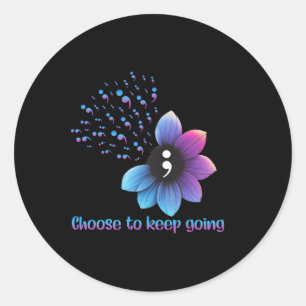 Flower Suicide Prevention Awareness Choose To Keep Classic Round Sticker