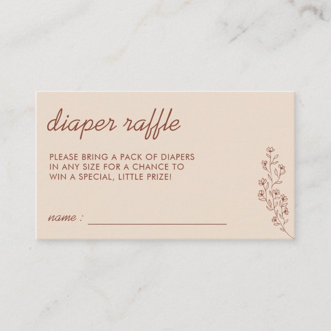 Flower Summer Fall Beige Raffle for Diaper Enclosure Card (Front)
