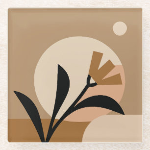 Flower Sun Boho Glass Coaster