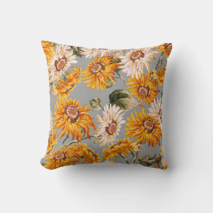 Flower sunflowers spring beautiful seamless patter cushion