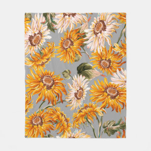 Flower sunflowers spring beautiful seamless patter fleece blanket
