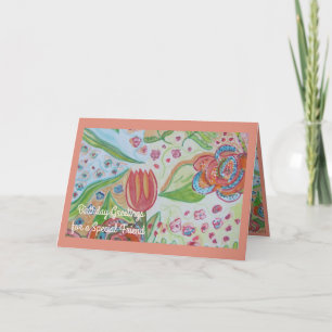 Flower Swirl Special Friend Birthday Card