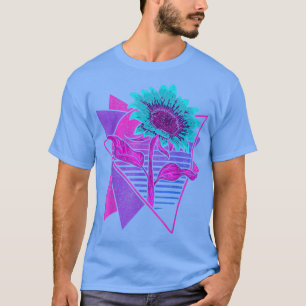 Flower Synthwave Aesthetic Retro Art Vaporwave Sun T-Shirt