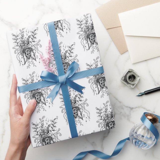 Flower Tangle Art, drawn -  Wrapping Paper (Gifting)
