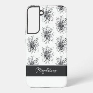 Flower Tangle Art Hand-Drawn black & white - Samsung Galaxy Case