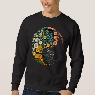 Flower Taoism Yin Yang Symbol on Zen Taijitu Yin Y Sweatshirt