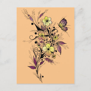 Flower Tattoo in Yellow and Purple Postcard