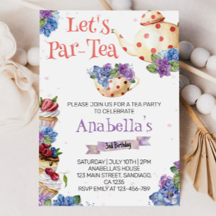 Flower Tea Birthday Party Invitation