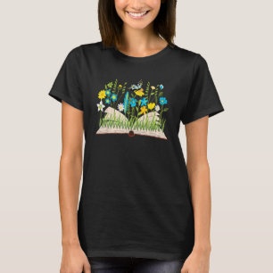 Flower Teacher Women Wildflower Summer Floral Book T-Shirt