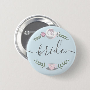 Flower teacup illustration Bride 6 Cm Round Badge