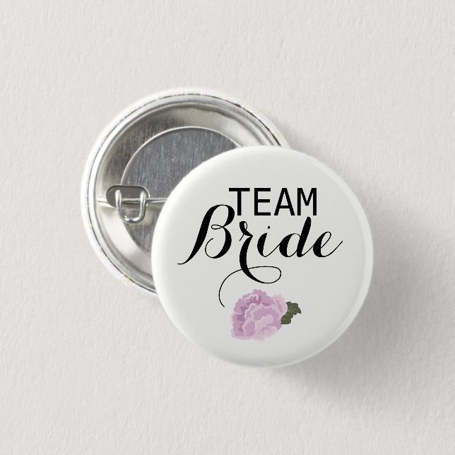 Flower Team Bride Wedding Pin back Buttons Badges (Front & Back)