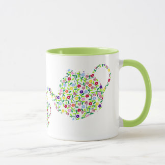 Flower Teapot mug design Green