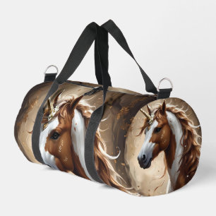 Flower The Brown And White Unicorn, Duffle Bag