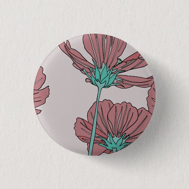 Flower theme, poppy design 3 cm round badge (Front)