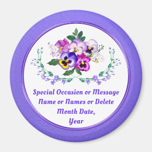 Flower Themed Birthday, Pansy, Floral Magnets