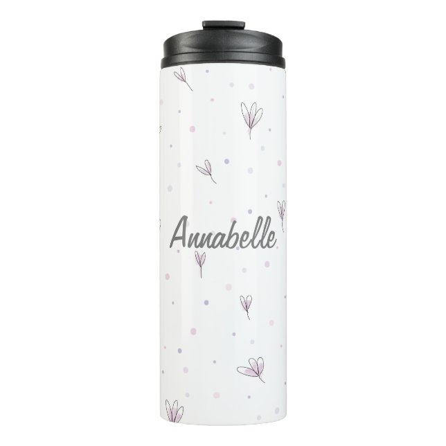 Flower Thermal Bottle Personalised Name (Front)