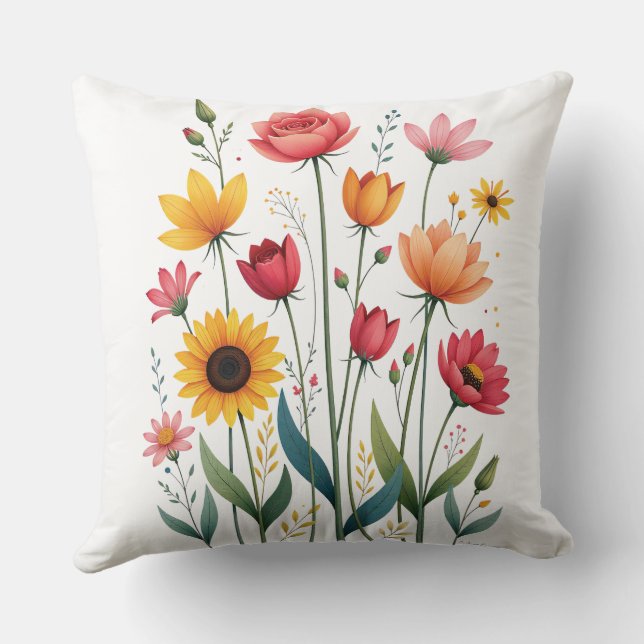 Flower Throw Pillow –Living Room & Bedroom Decor (Back)
