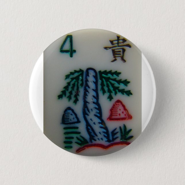 Flower tile 6 cm round badge (Front)