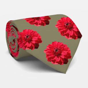 Flower Tiled Red Dahlia Photo Tie