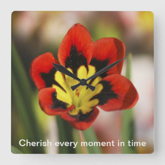 Flower to be cherished square wall clock