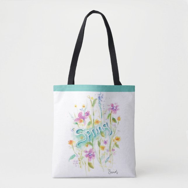 Flower Tote bag, canvas bag (Front)