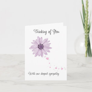 Flower trailing petals sympathy card. Editable. Card