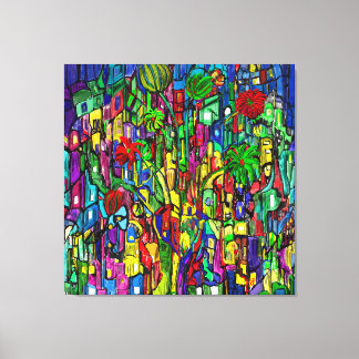 Flower tree in a sea of houses. canvas print