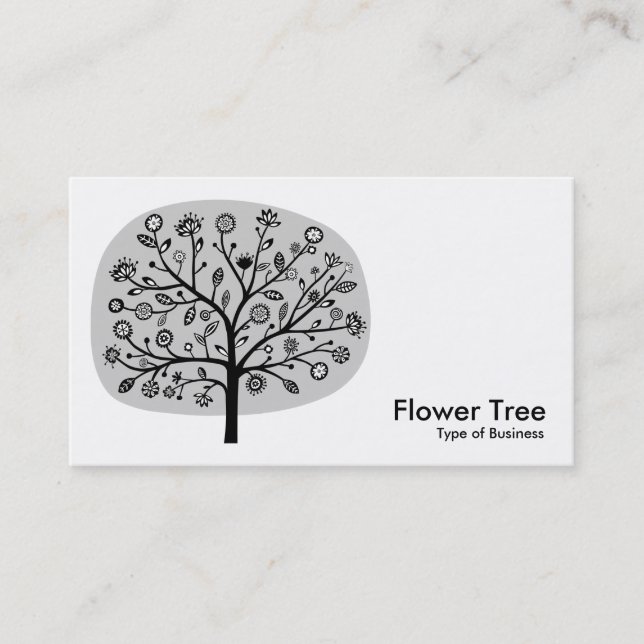 Flower Tree - Light Grey Business Card (Front)