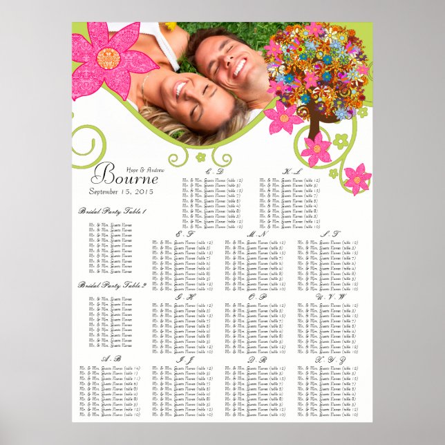 Flower Tree Seating Chart Alphabetical (Front)