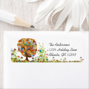 Flower Tree Swirl  Return Address