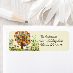 Flower Tree Swirl Return Address