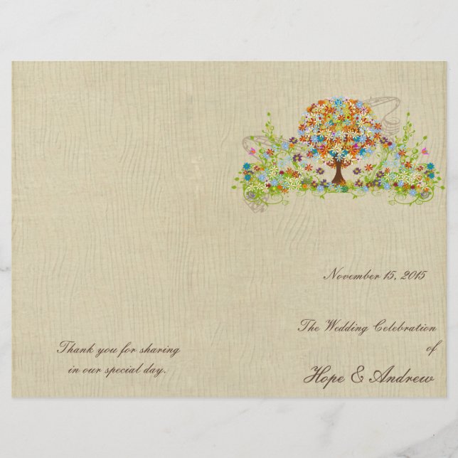 Flower Tree Wedding Program (Front)