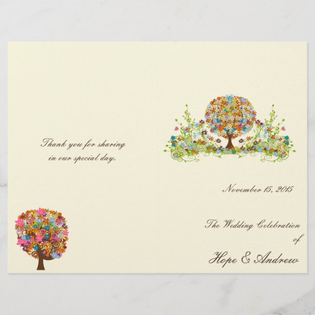 Flower Tree Wedding Program (Front)