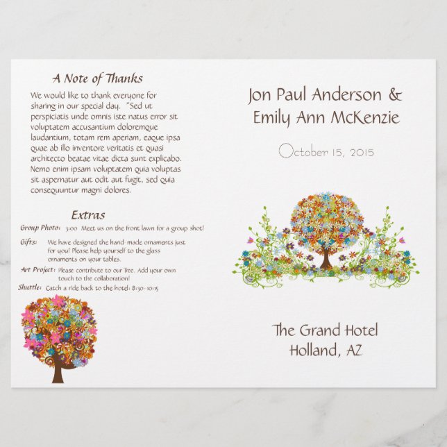 Flower Tree Wedding Program (Front)