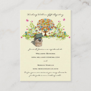 Flower Tree Wishing Well, Website & Gift Registry Enclosure Card