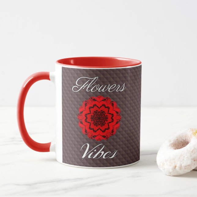 Flower Trend "flowers" with red flower Mug (With Donut)