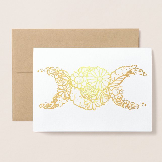 Flower Triple Moon Symbol Blessed Be Foil Card (Front With Envelope)