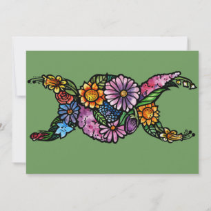 Flower Triple Moon Symbol Blessed Be Holiday Card