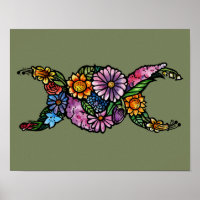 Flower Triple Moon Symbol Blessed Be