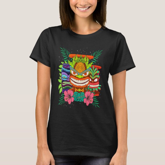 Flower Tropical Luau Party Floral Polynesian Tiki  T-Shirt (Front)