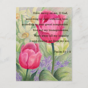 Flower tulip and scripture postcard