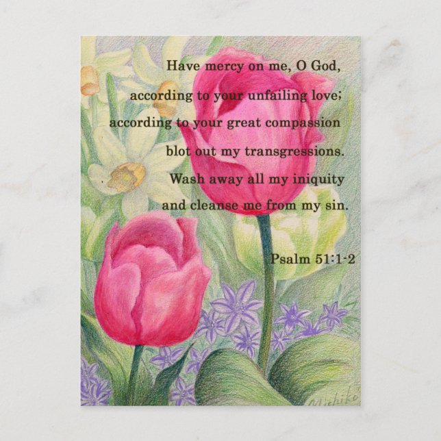 Flower tulip and scripture postcard (Front)