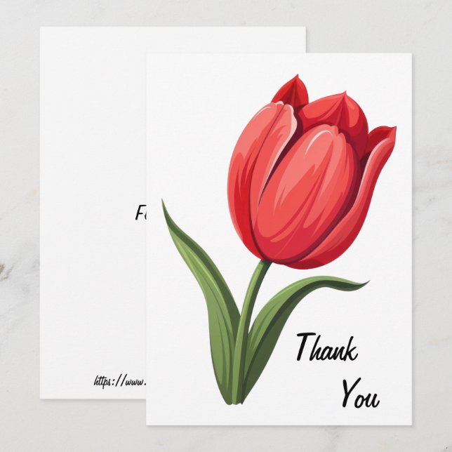 Flower Tulip Thank You Card (Front/Back)