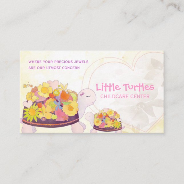 Flower Turtles Childcare Daycare Business Card (Front)
