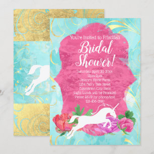 Flower Unicorn Fantasy Equestrian Bridal Shower Invitation