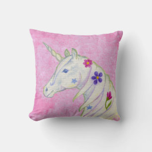 Flower Unicorn on Pink Cushion